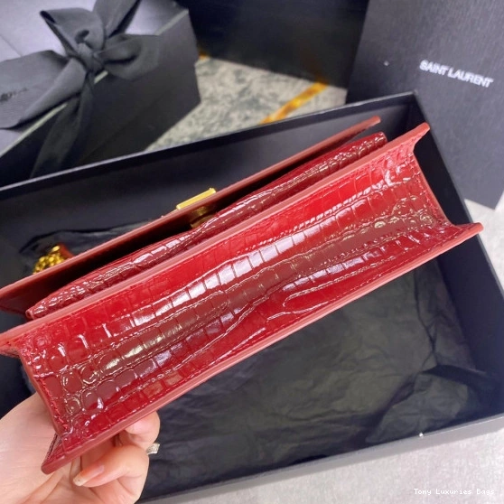 Tony Luxuries IN SHINY SUNSET LEATHER YSL CROCODILE-EMBOSSED 0716